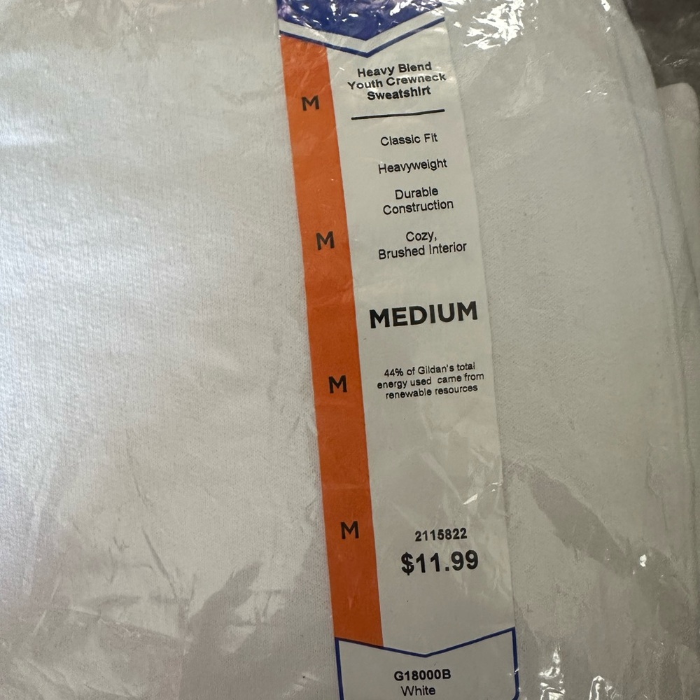 Gildan White Crewneck Sweatshirt - Youth Medium Bundle Of Three (Unisex)
